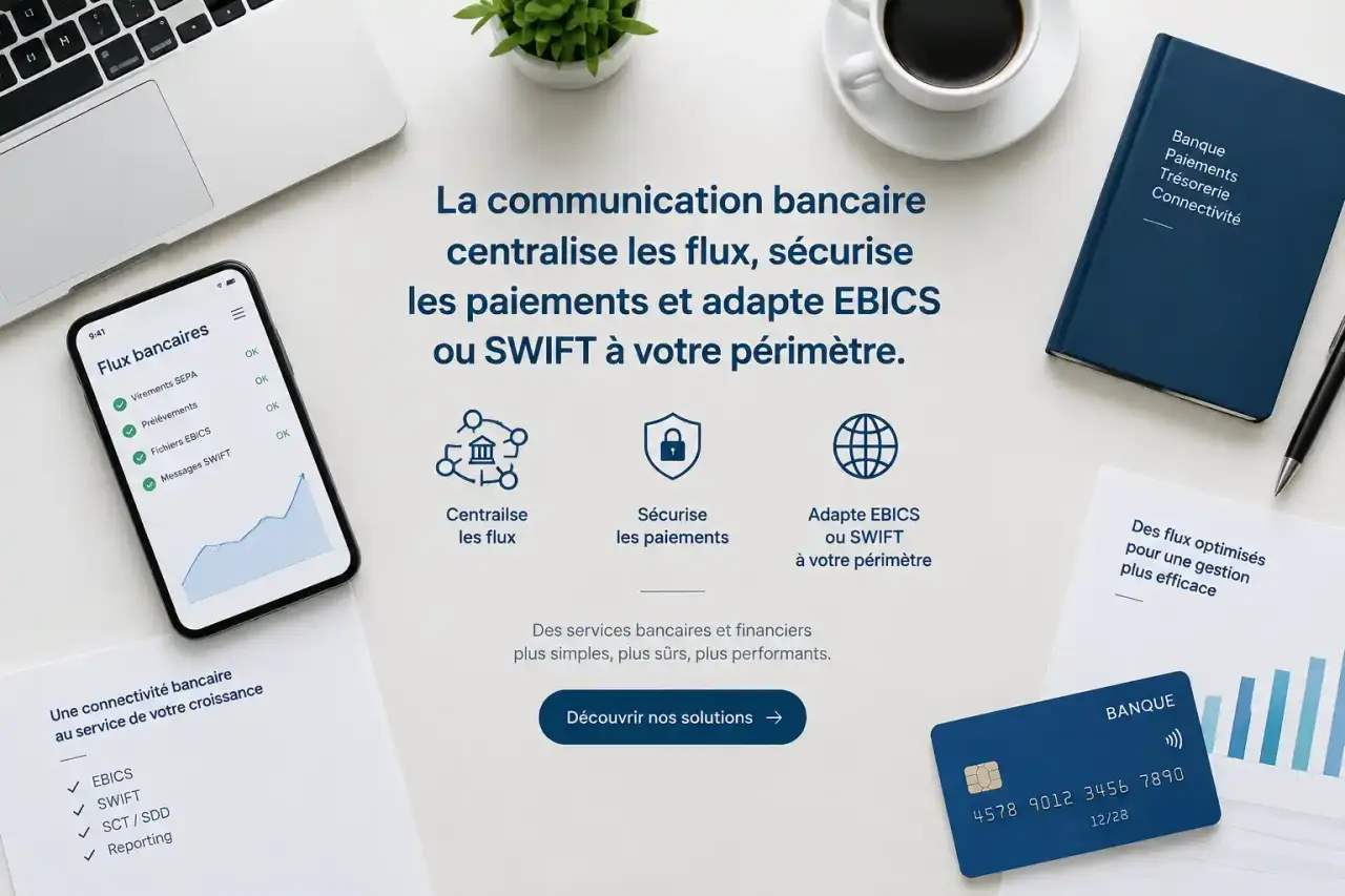 La communication bancaire centralise les flux, sécurise les paiements et adapte EBICS ou SWIFT à votre périmètre